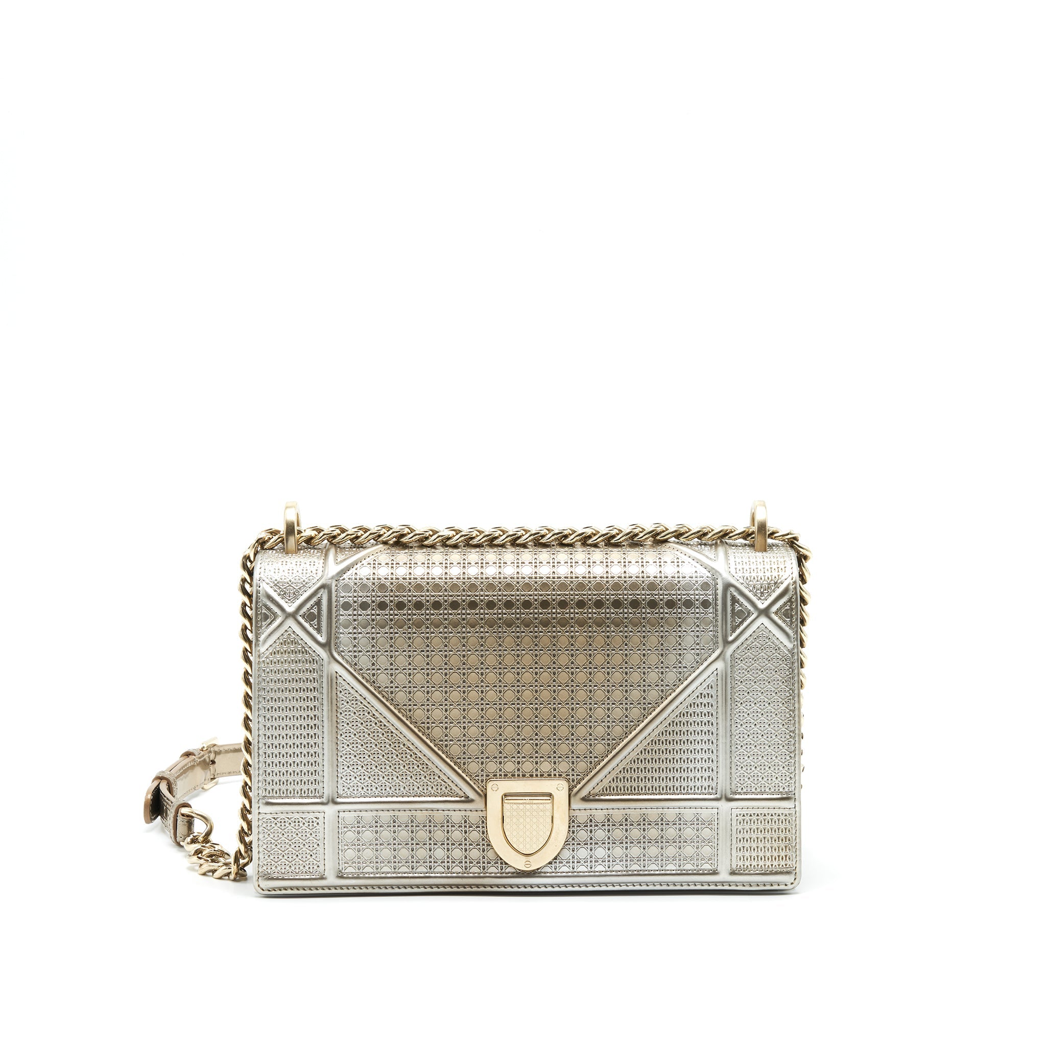 DIOR MEDIUM DIORAMA METALLIC LIGHT GOLD WITH GHW