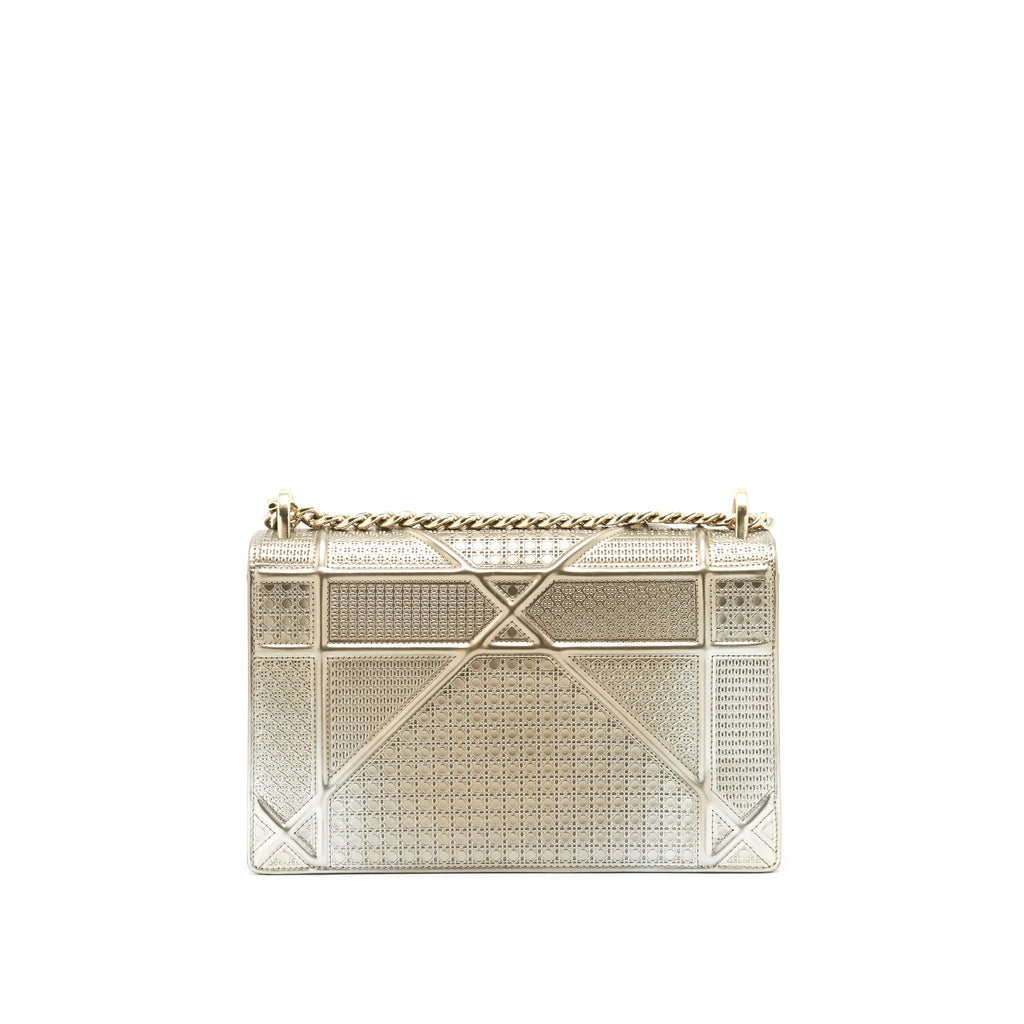 DIOR MEDIUM DIORAMA METALLIC LIGHT GOLD WITH GHW