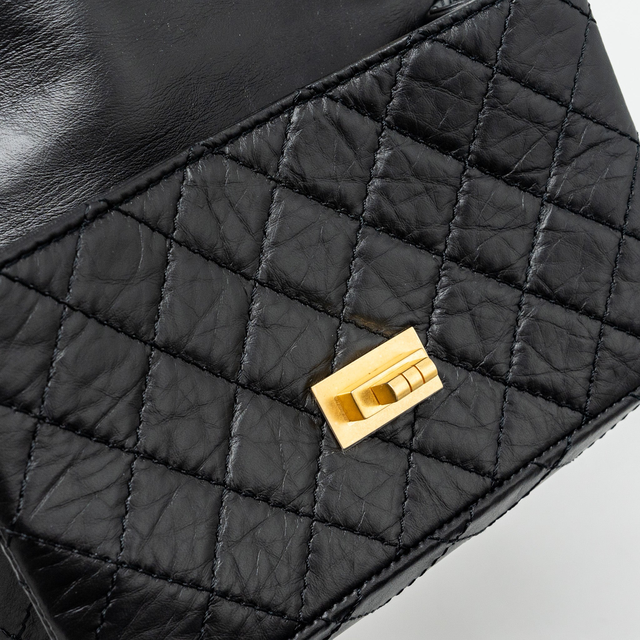 CHANEL MINI 2.55 REISSUE AGED CALFSKIN BLACK GHW (MICROCHIP)