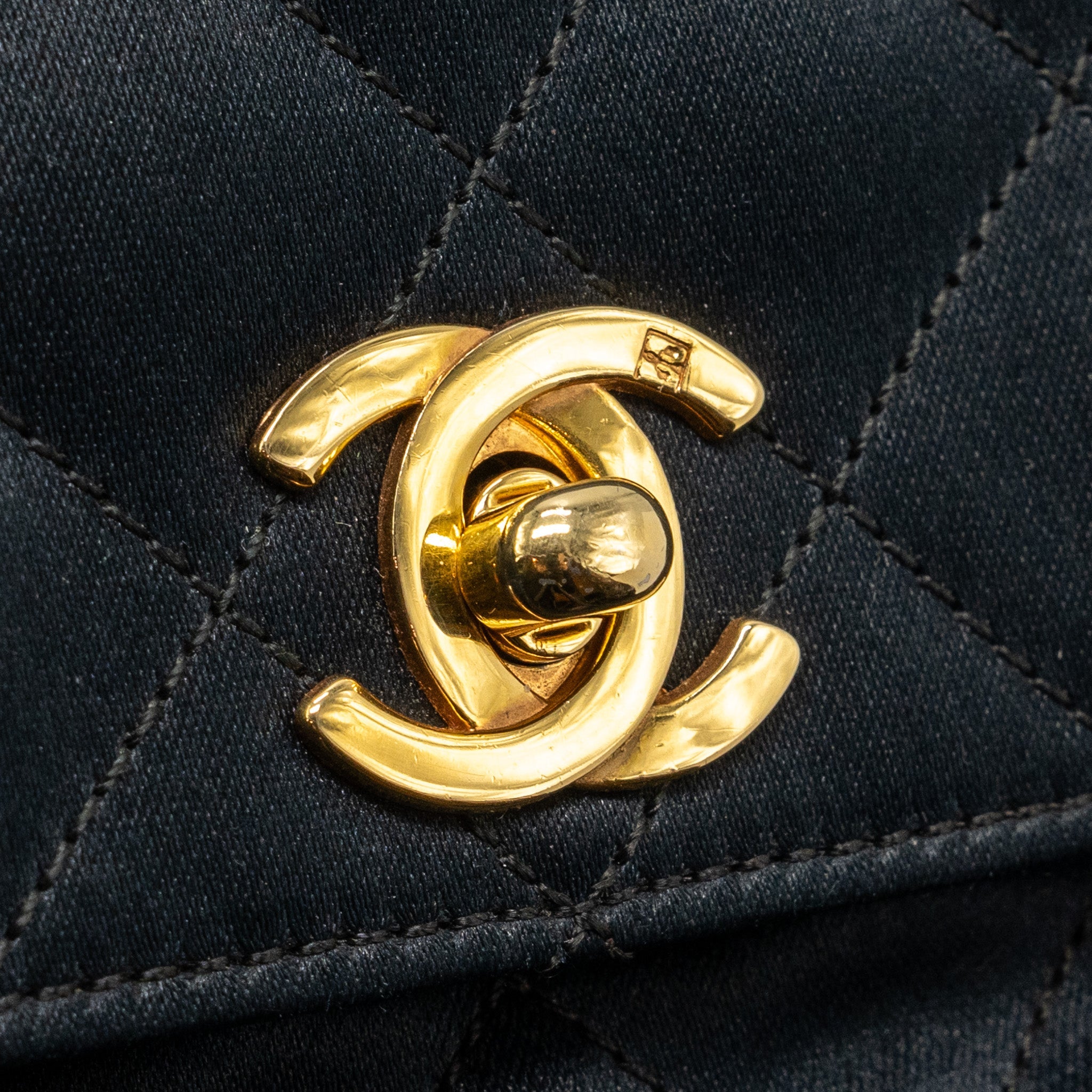 CHANEL VINTAGE FLAP BAG SATIN BLACK GHW