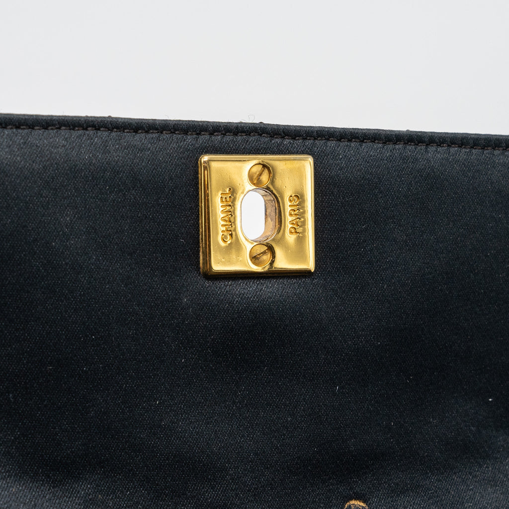 CHANEL VINTAGE FLAP BAG SATIN BLACK GHW