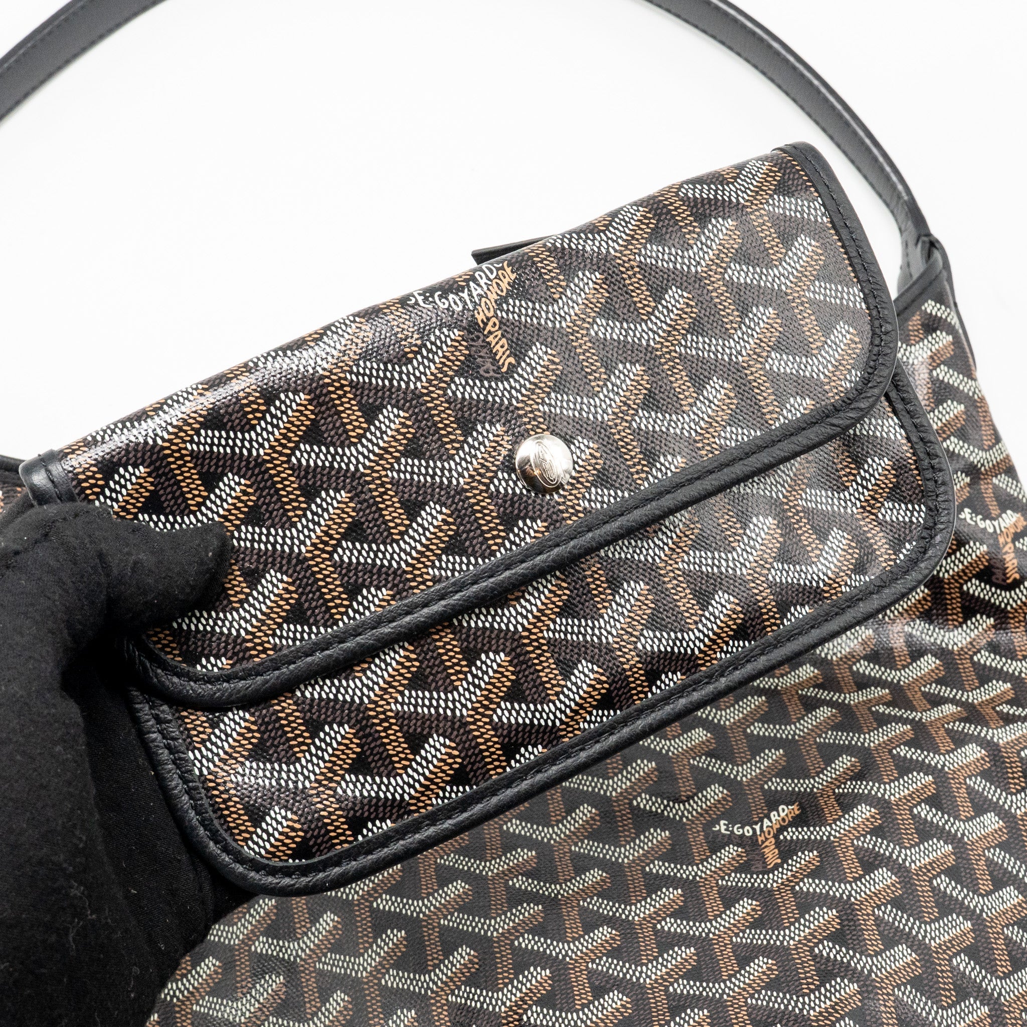 GOYARD BOHEME HOBO BAG GOYARDINE CANVAS BLACK SHW