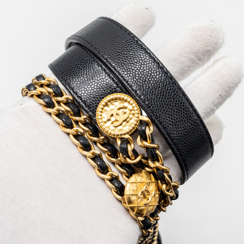 CHANEL TWIST YOUR BUTTON QUILTED FLAP BAG CAVIAR BLACK GHW (MICROCHIP)
