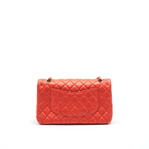 CHANEL CLASSIC MEDIUM DOUBLE FLAP LAMBSKIN IN CORAL LGHW