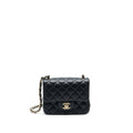CHANEL MINI SQUARE FLAP BAG BLACK LAMBSKIN LGHW