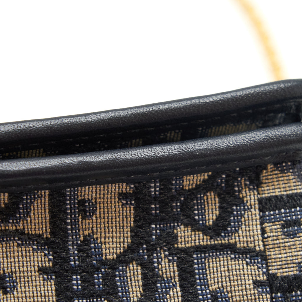 DIOR 30 MONTAIGN NANO POUCH WITH CHAIN BLUE OBLIQUE JACQUARD