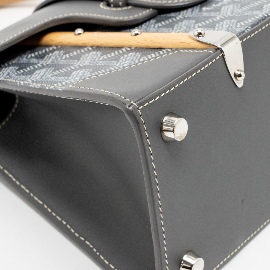 GOYARD SAIGON STRUCTURE MINI BAG GOYARDINE CANVAS/CALFSKIN GREY SHW