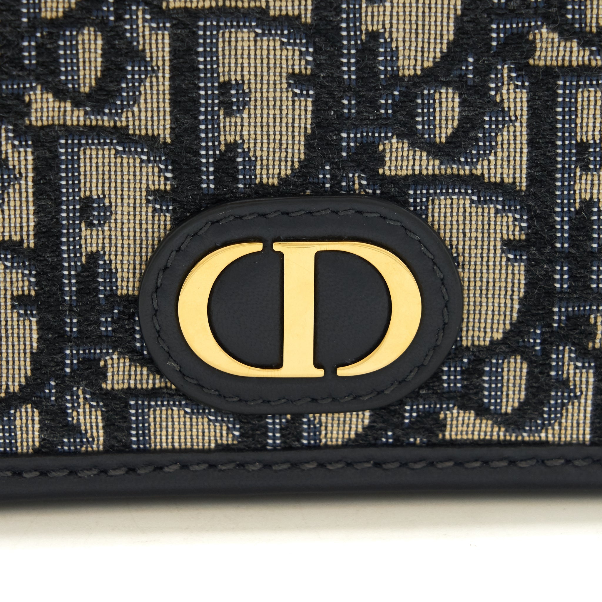 DIOR 30 MONTAIGN NANO POUCH WITH CHAIN BLUE OBLIQUE JACQUARD