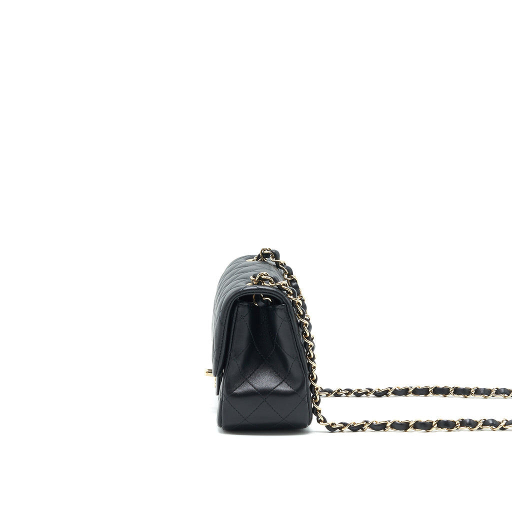 CHANEL MINI SQUARE FLAP BAG BLACK LAMBSKIN LGHW