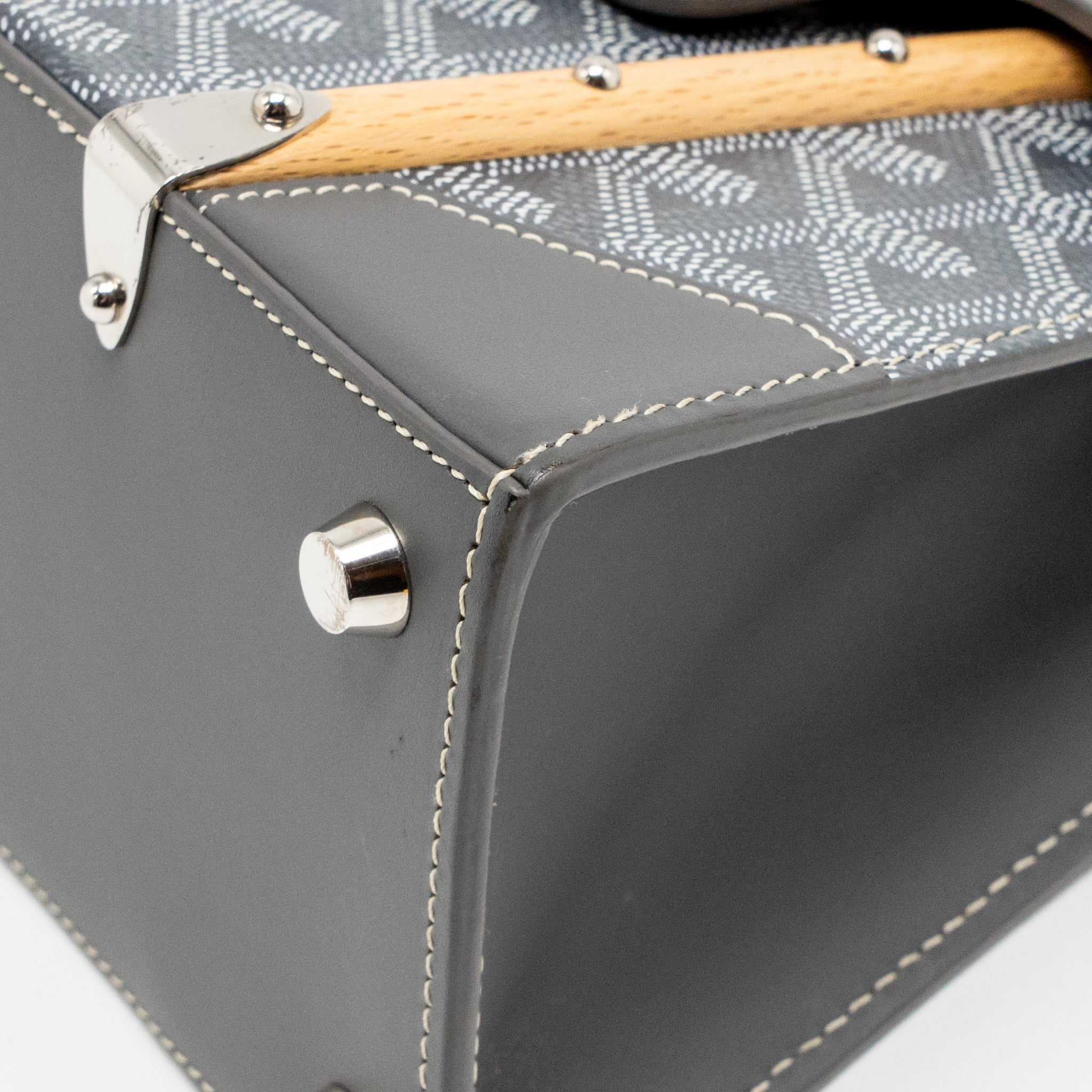 GOYARD SAIGON STRUCTURE MINI BAG GOYARDINE CANVAS/CALFSKIN GREY SHW