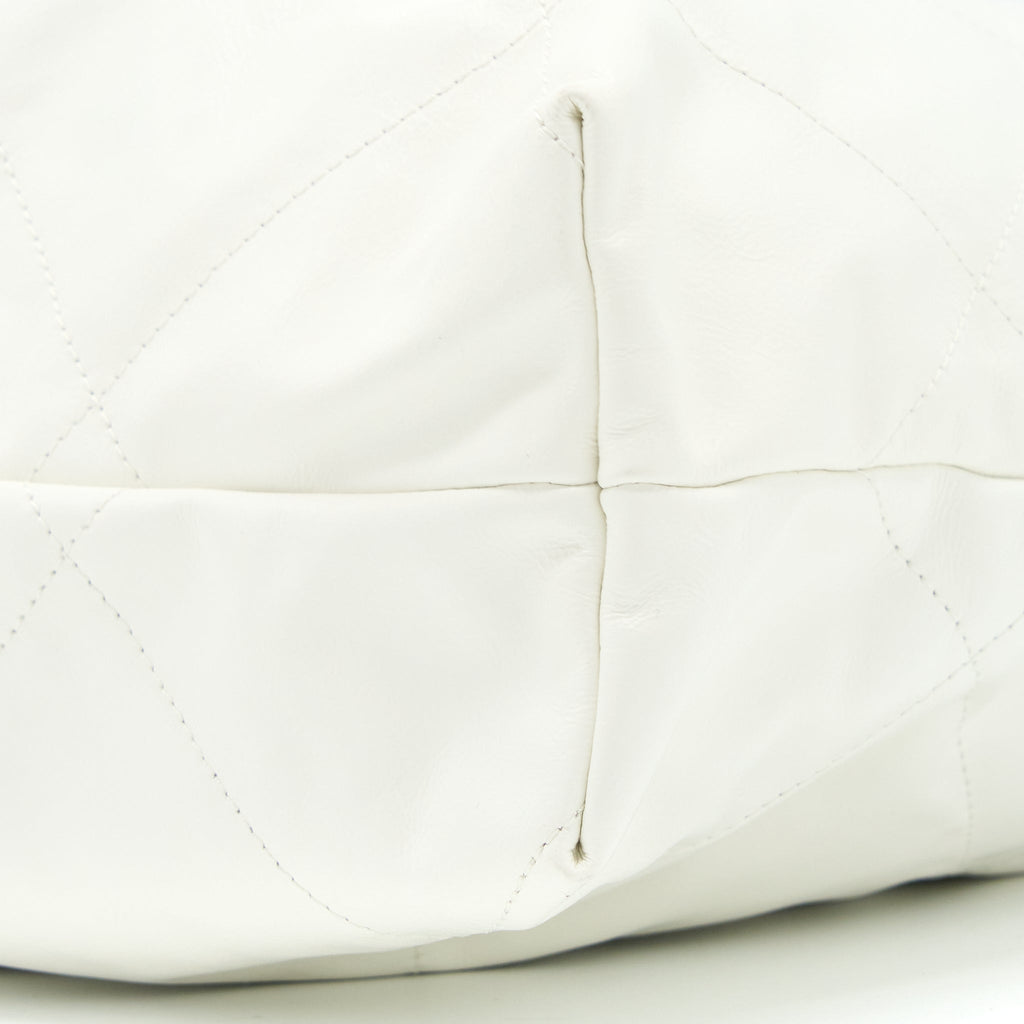 CHANEL LARGE 22 BAG CALFSKIN WHITE BRUSHED GHW (MICROCHIP)
