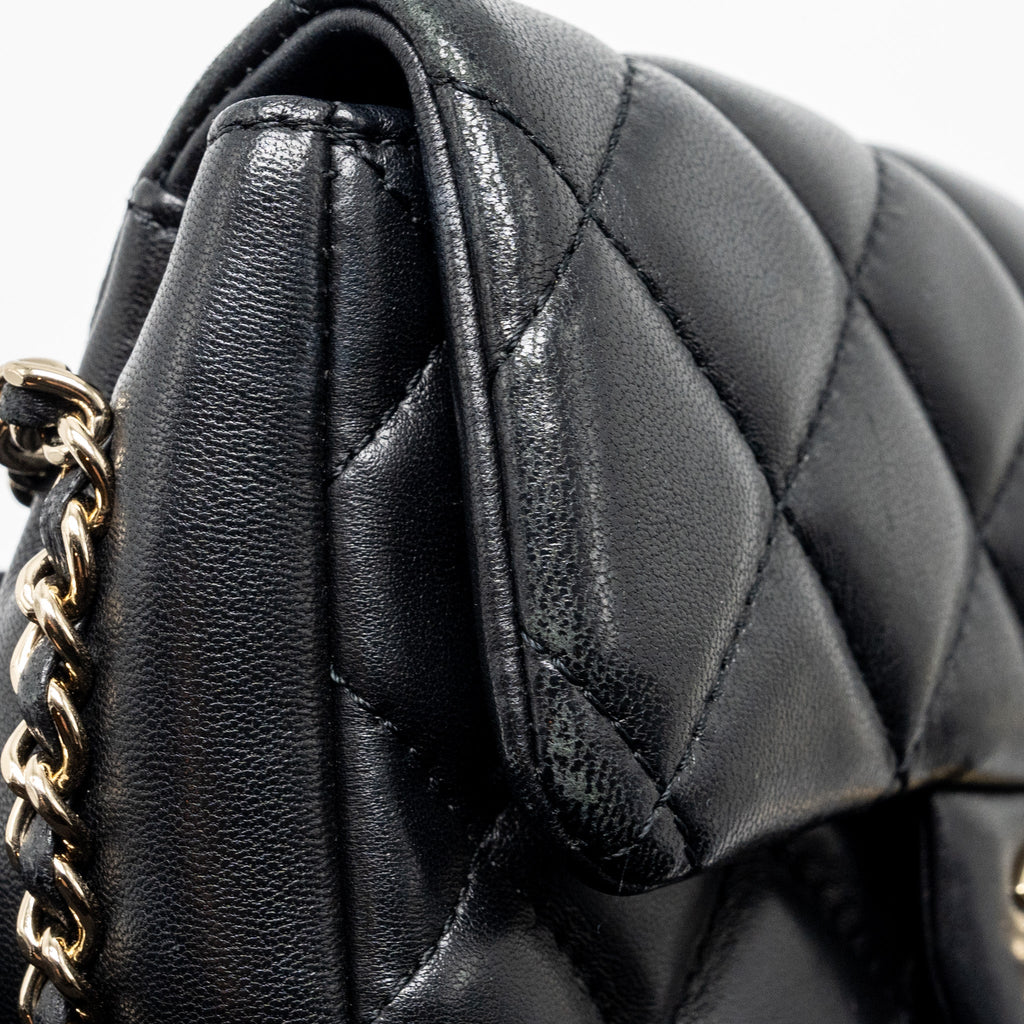 CHANEL PEARL CHAIN QUILTED FLAP BAG LAMBSKIN BLACK GHW
