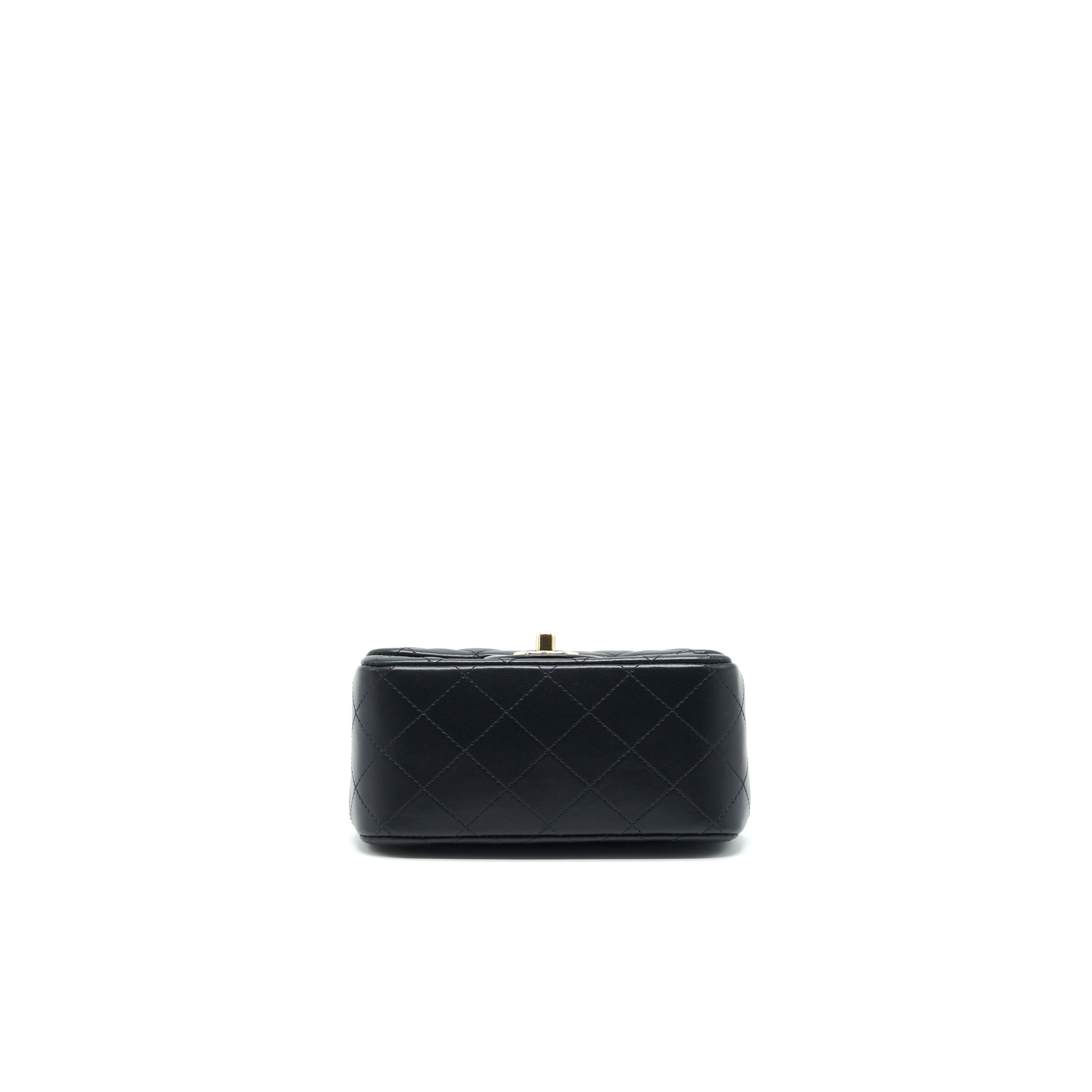 CHANEL MINI SQUARE FLAP BAG BLACK LAMBSKIN LGHW