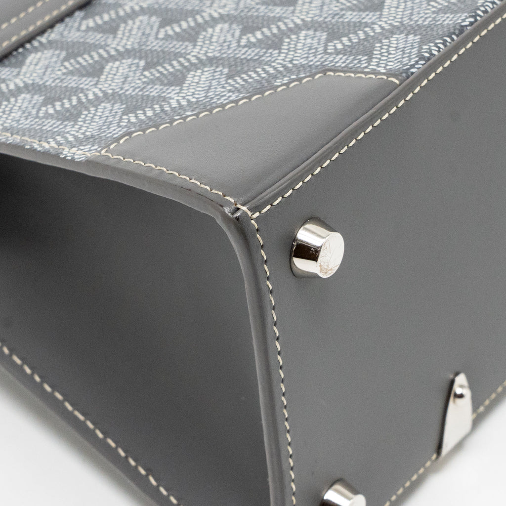 GOYARD SAIGON STRUCTURE MINI BAG GOYARDINE CANVAS/CALFSKIN GREY SHW