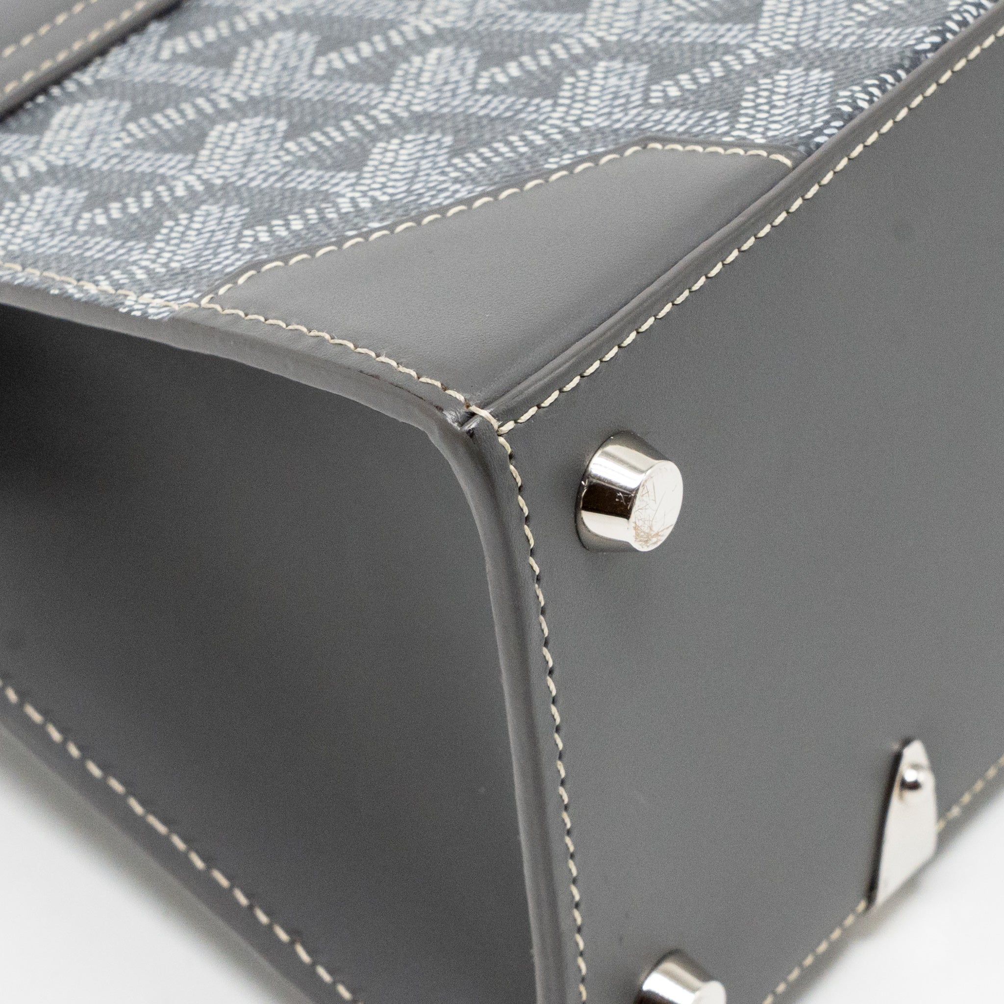 GOYARD SAIGON STRUCTURE MINI BAG GOYARDINE CANVAS/CALFSKIN GREY SHW