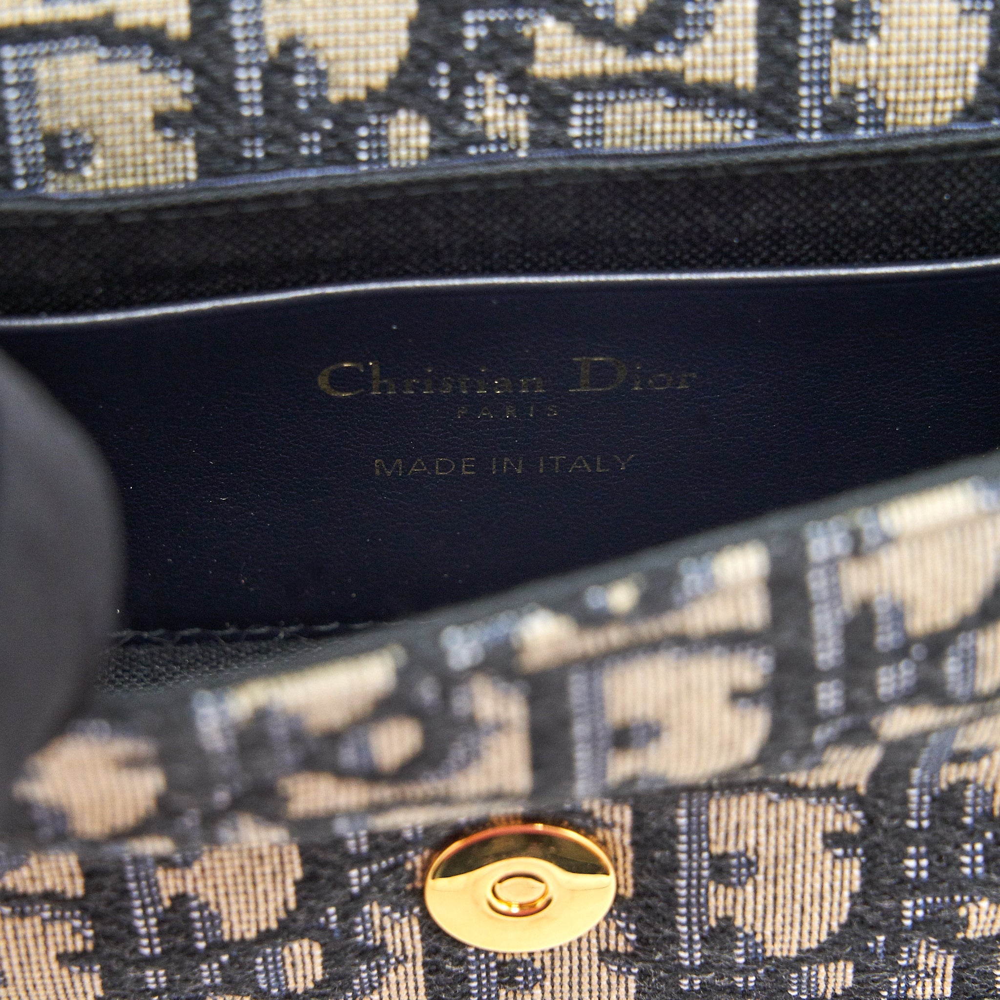 DIOR 30 MONTAIGN NANO POUCH WITH CHAIN BLUE OBLIQUE JACQUARD