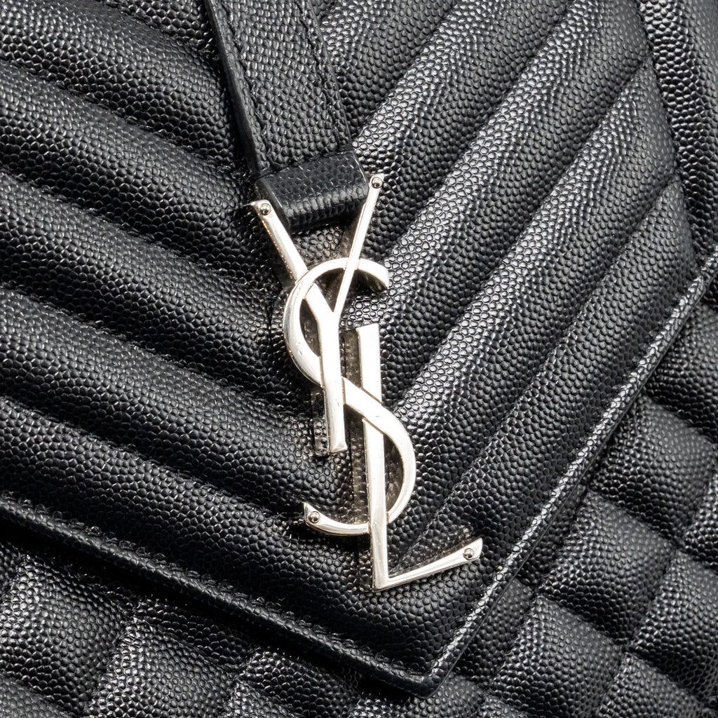 SAINT LAURENT/YSL MEDIUM ENVELOP BAG GRAINED CALFSKIN BLACK SHW