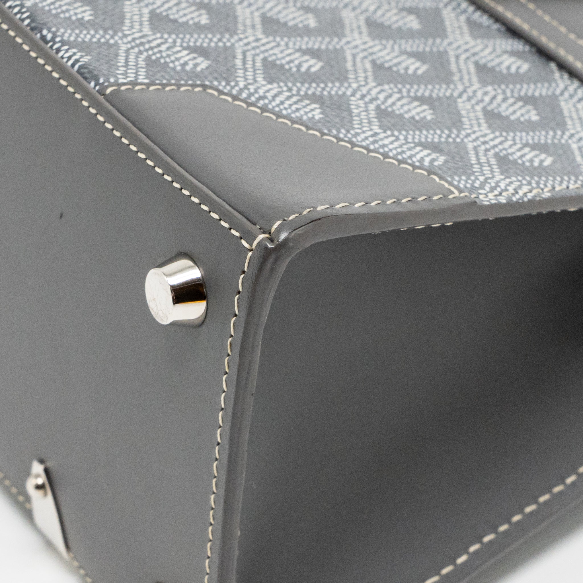 GOYARD SAIGON STRUCTURE MINI BAG GOYARDINE CANVAS/CALFSKIN GREY SHW
