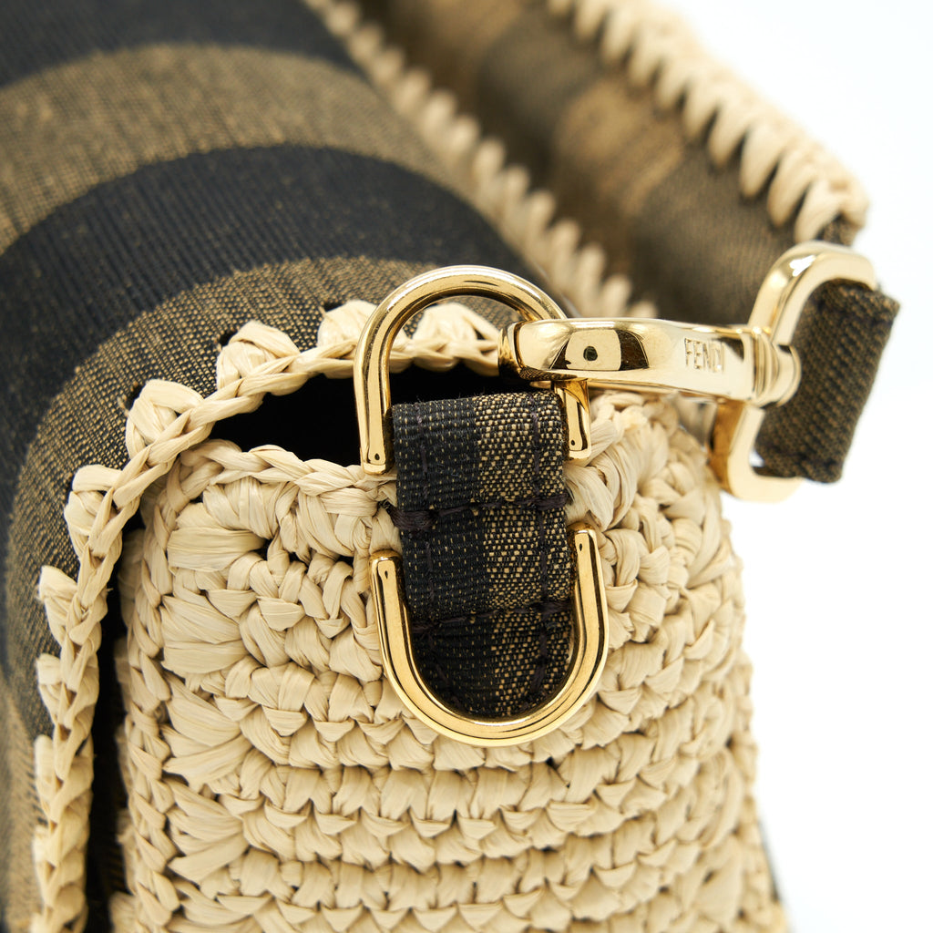 FENDI BAGUETTE SHOULDER BAG FABRIC BROWN/CREAM
