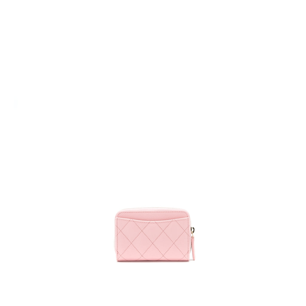 CHANEL 22C ZIP CARDHOLDER PINK CAVIAR LGHW
