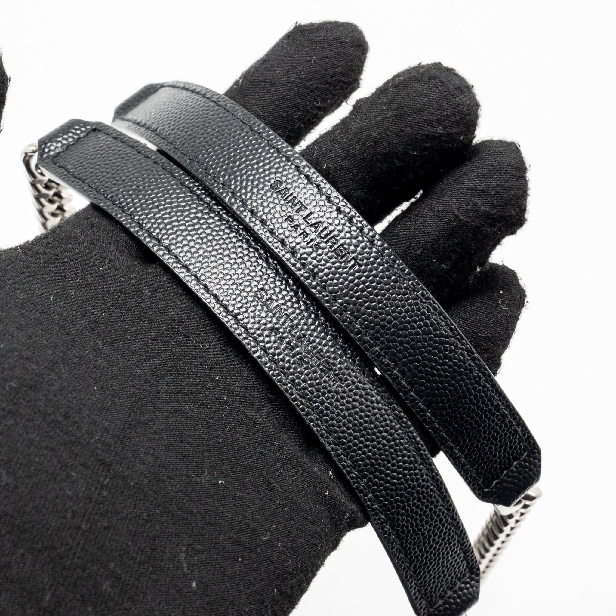 SAINT LAURENT/YSL MEDIUM ENVELOP BAG GRAINED CALFSKIN BLACK SHW