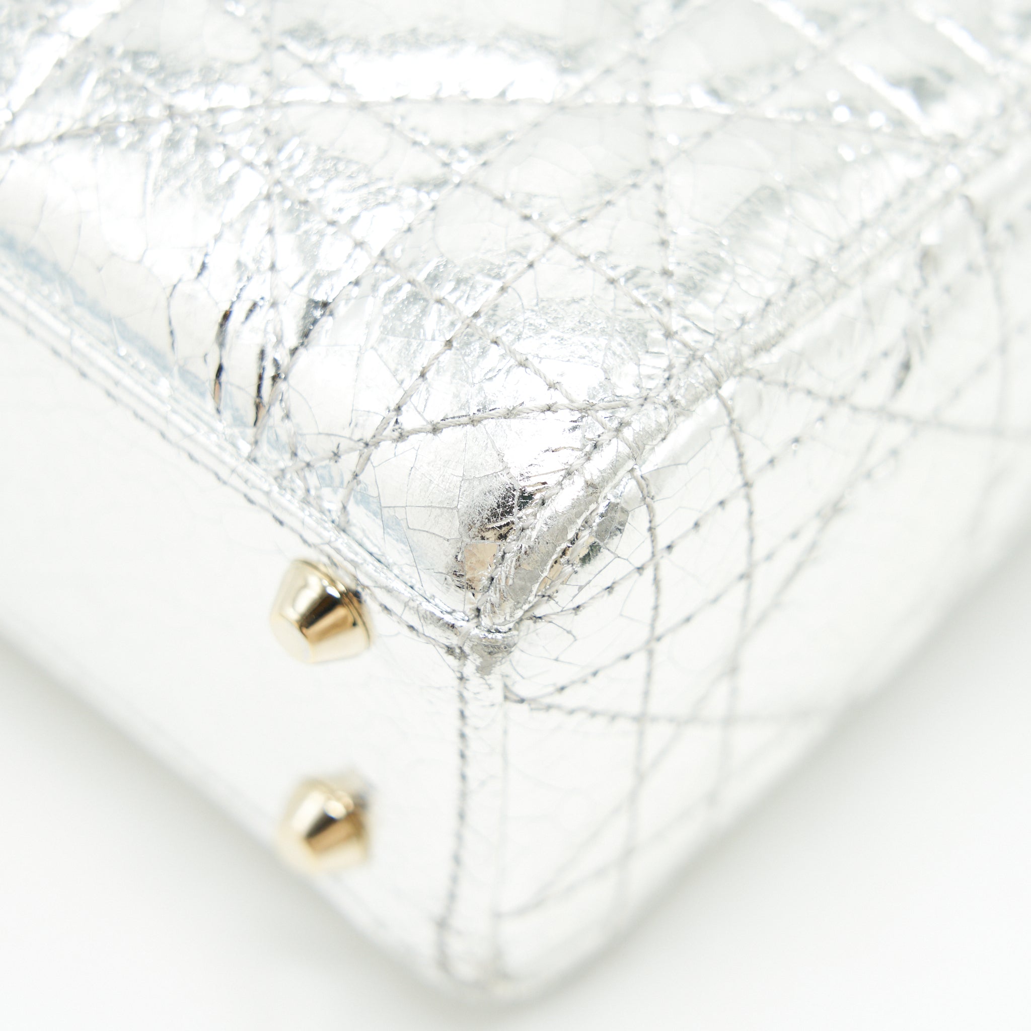 CHRISTIAN DIOR MINI LADY DIOR METALLIC SILVER