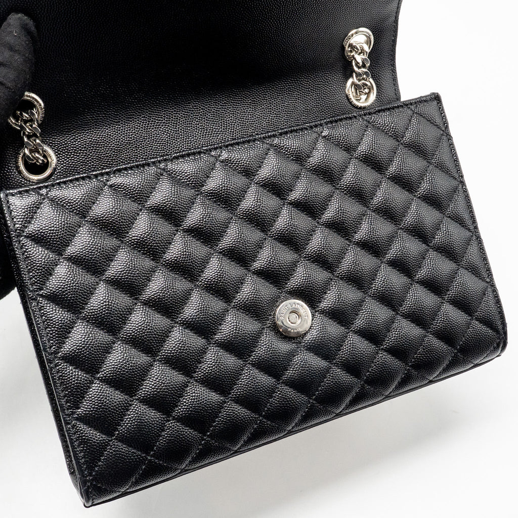 SAINT LAURENT/YSL MEDIUM ENVELOP BAG GRAINED CALFSKIN BLACK SHW