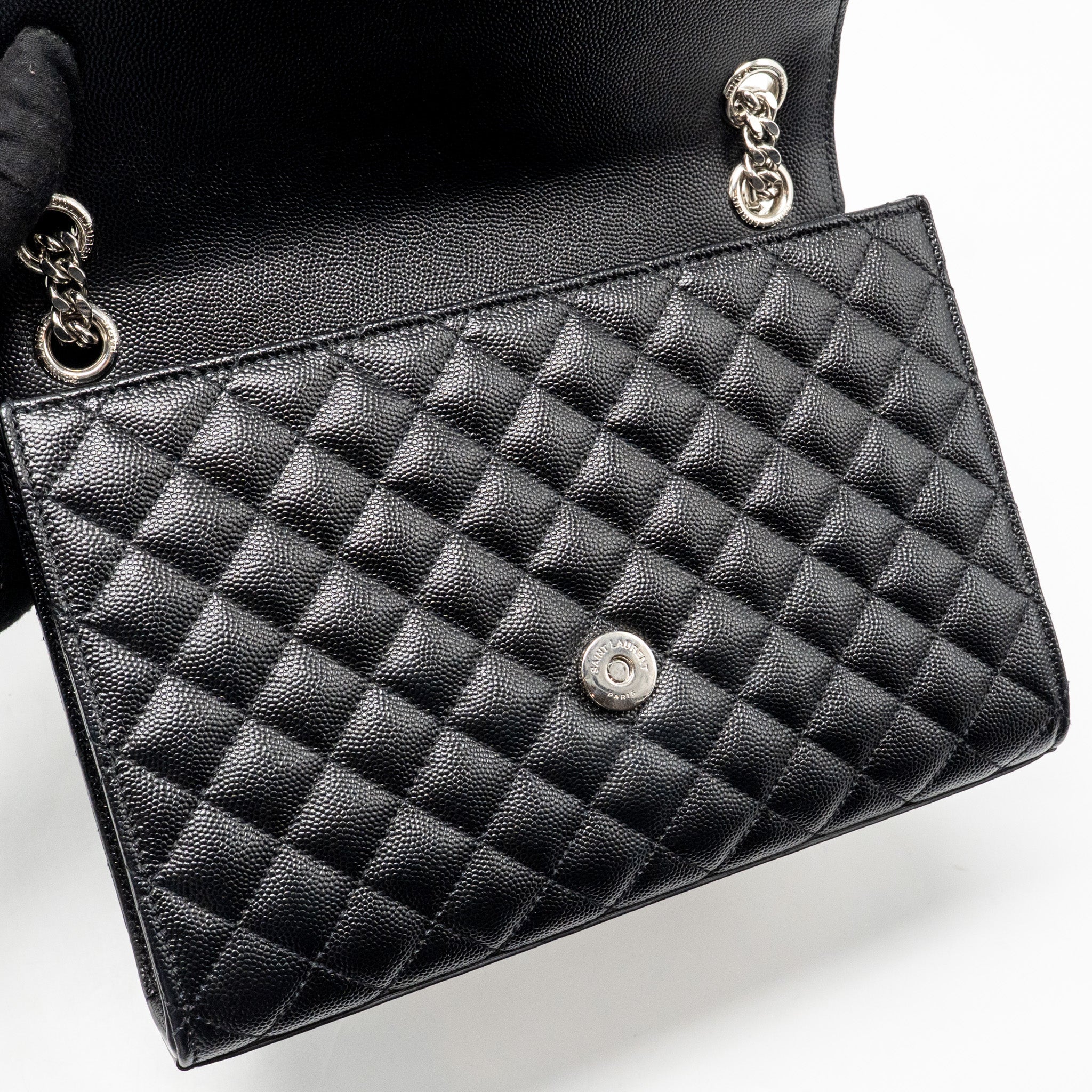 SAINT LAURENT/YSL MEDIUM ENVELOP BAG GRAINED CALFSKIN BLACK SHW