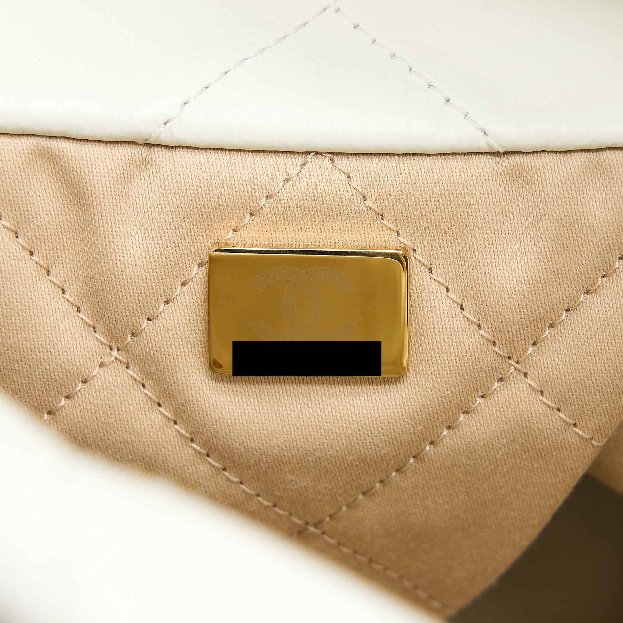 CHANEL LARGE 22 BAG CALFSKIN WHITE BRUSHED GHW (MICROCHIP)