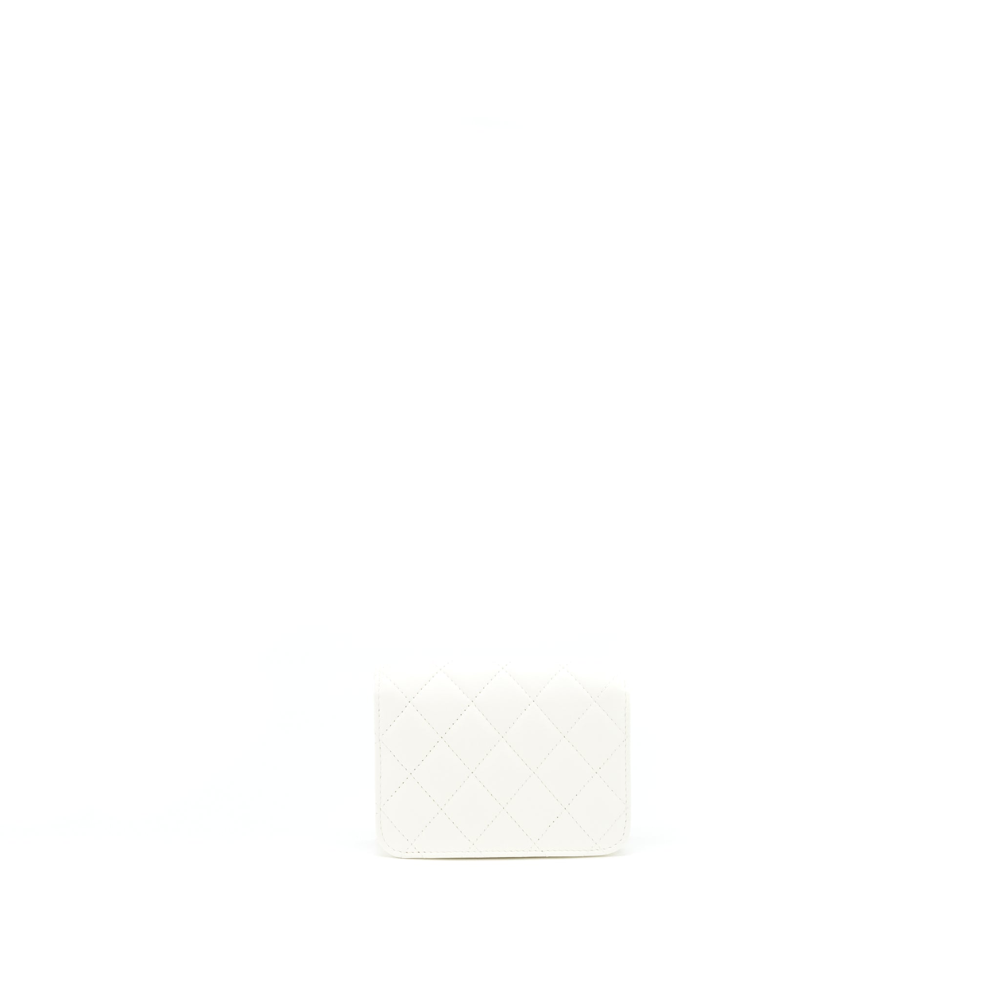 CHANEL PEARL CRUSH MINI FLAP BELT BAG WHITE LAMBSKIN GHW