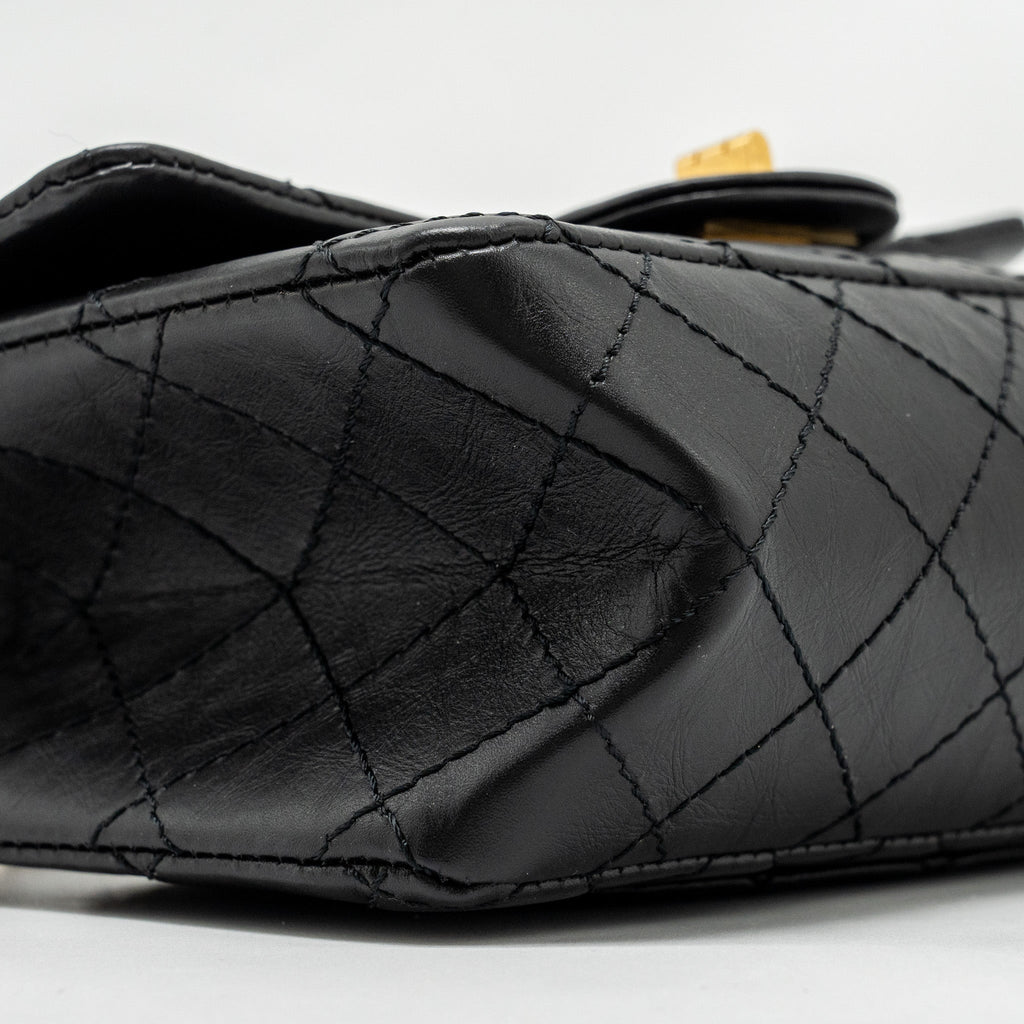 CHANEL MINI 2.55 REISSUE AGED CALFSKIN BLACK GHW (MICROCHIP)