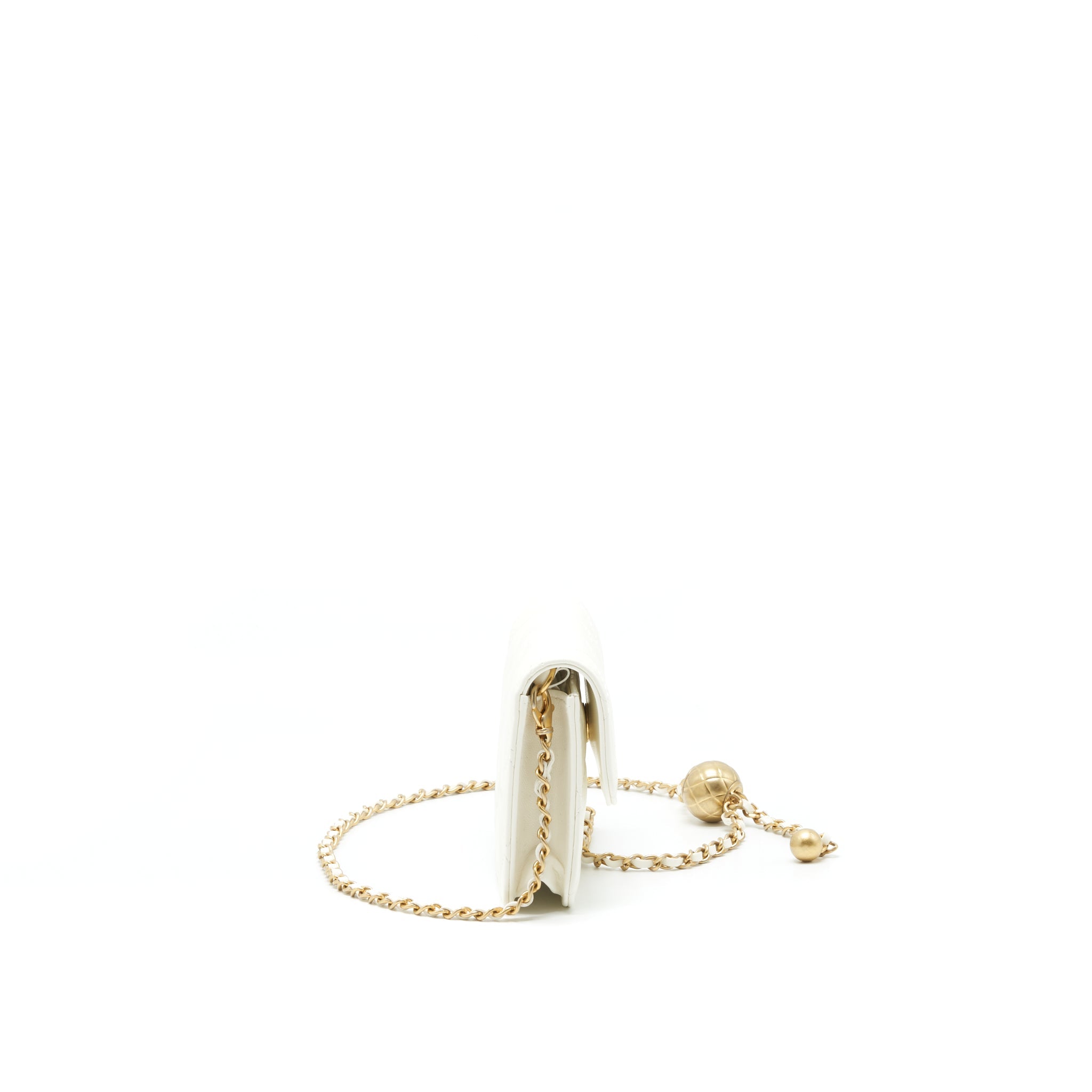 CHANEL PEARL CRUSH MINI FLAP BELT BAG WHITE LAMBSKIN GHW