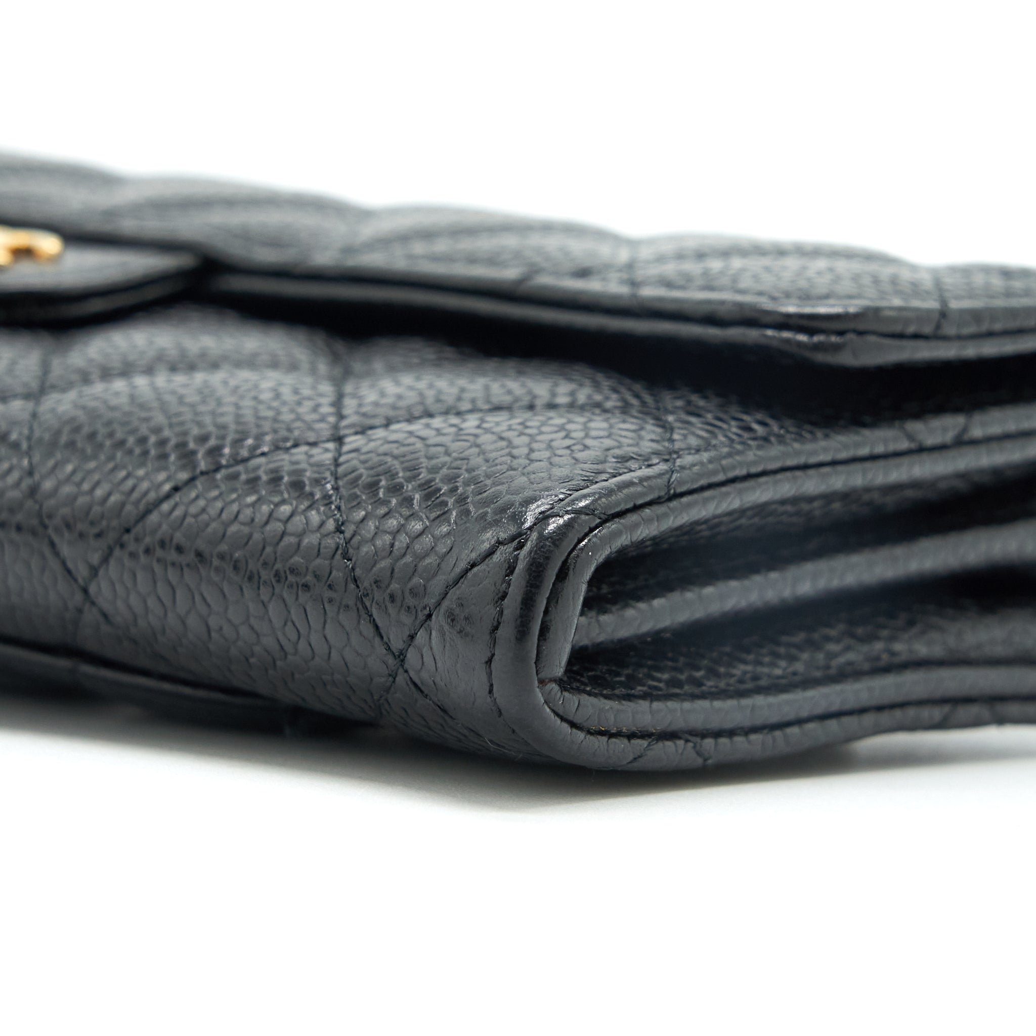 CHANEL CLASSIC LONG FLAP WALLET CAVIAR BLACK GHW
