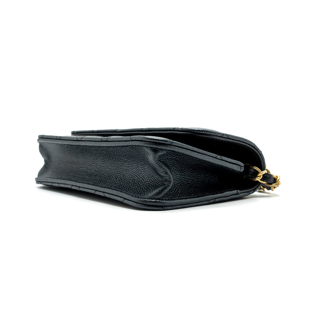 CHANEL MINI FLAP BAG WITH ADJUSTABLE CHAINS CAVIAR BLACK GHW(MICROCHIP)