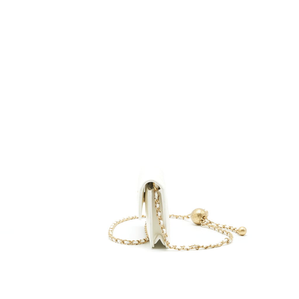 CHANEL PEARL CRUSH MINI FLAP BELT BAG WHITE LAMBSKIN GHW