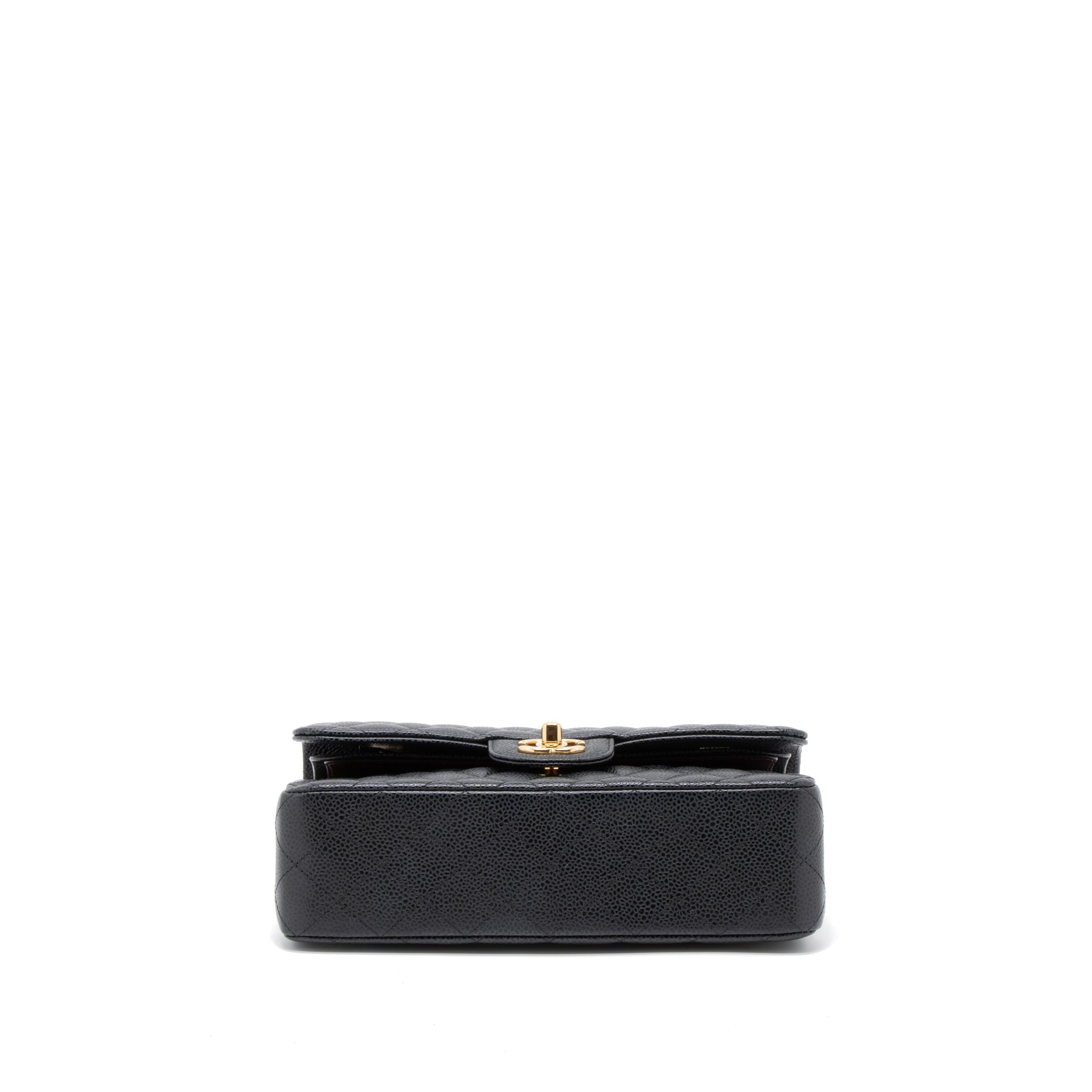 CHANEL SMALL CLASSIC DOUBLE FLAP BAG CAVIAR BLACK GHW (MICROCHIP)