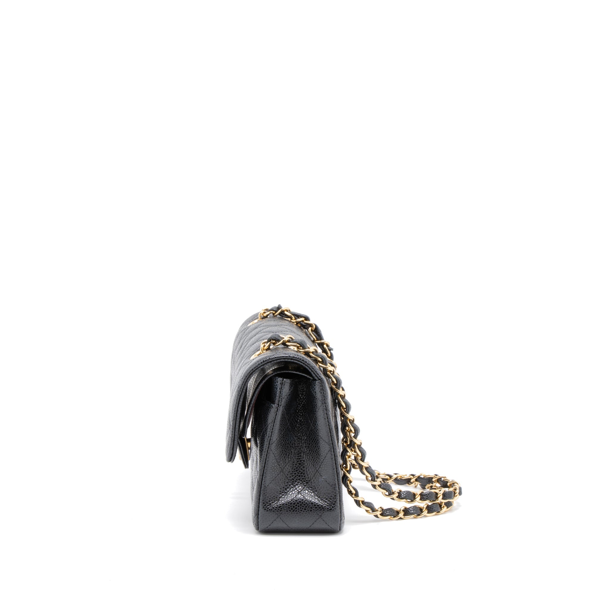 CHANEL SMALL CLASSIC DOUBLE FLAP BAG CAVIAR BLACK GHW (MICROCHIP)