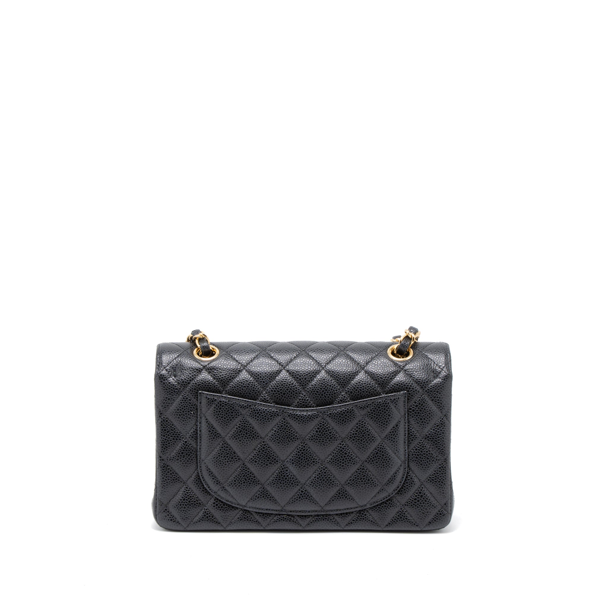 CHANEL SMALL CLASSIC DOUBLE FLAP BAG CAVIAR BLACK GHW (MICROCHIP)