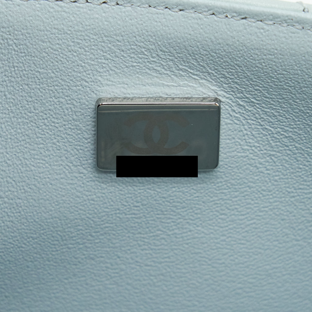 CHANEL CHEVRON MINI 2.55 REISSUE FLAP BAG CALFSKIN LIGHT BLUE SHW