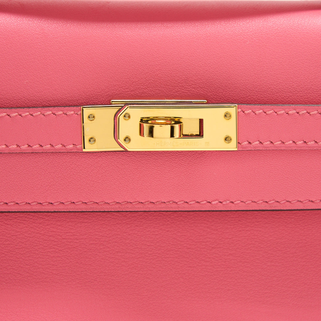 HERMES KELLY POCHETTE SWIFT 8W ROSE AZALEE GHW