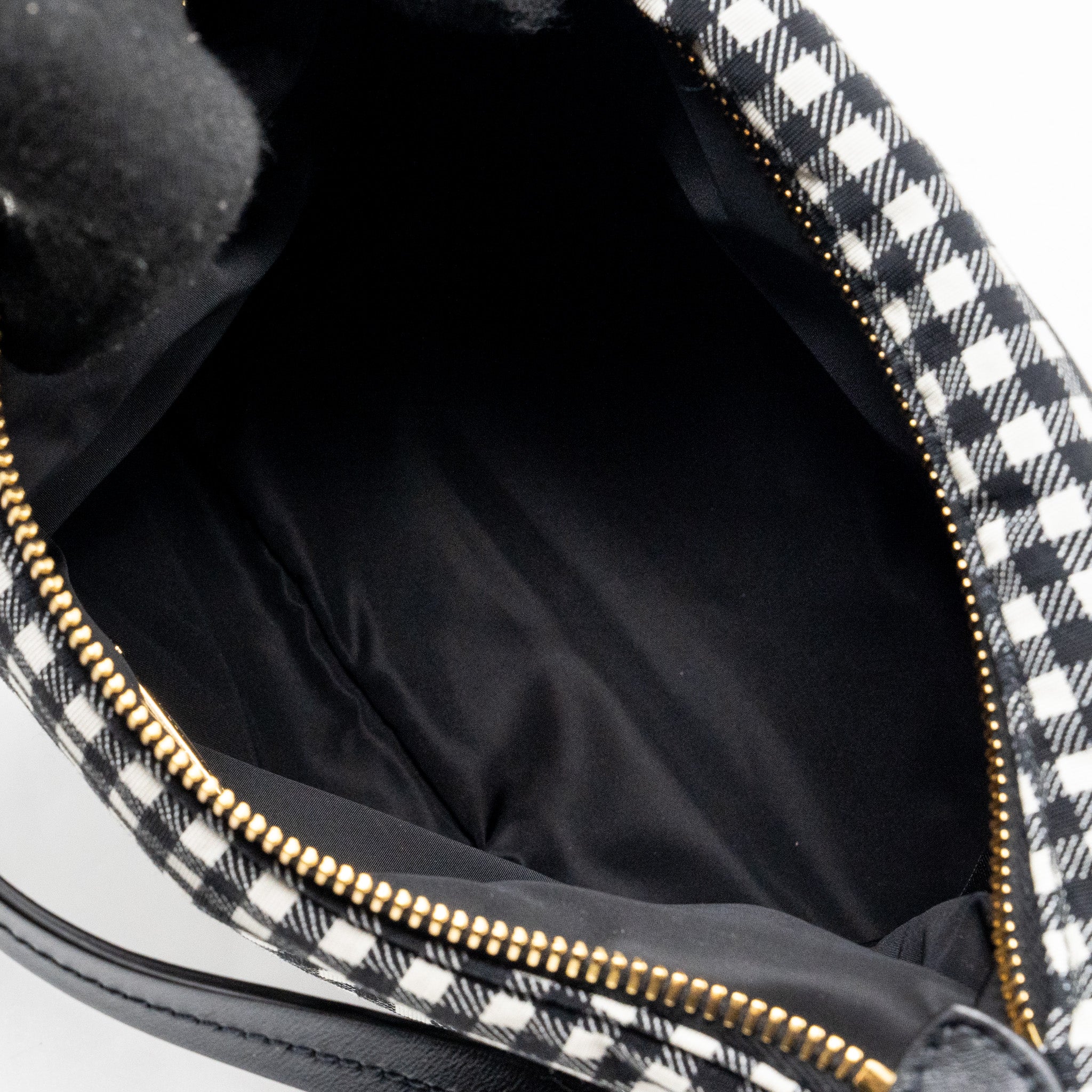 MIU MIU SPIRIT PRINTED FAILLE MINI-BAG NYLON BLACK / WHITE GHW
