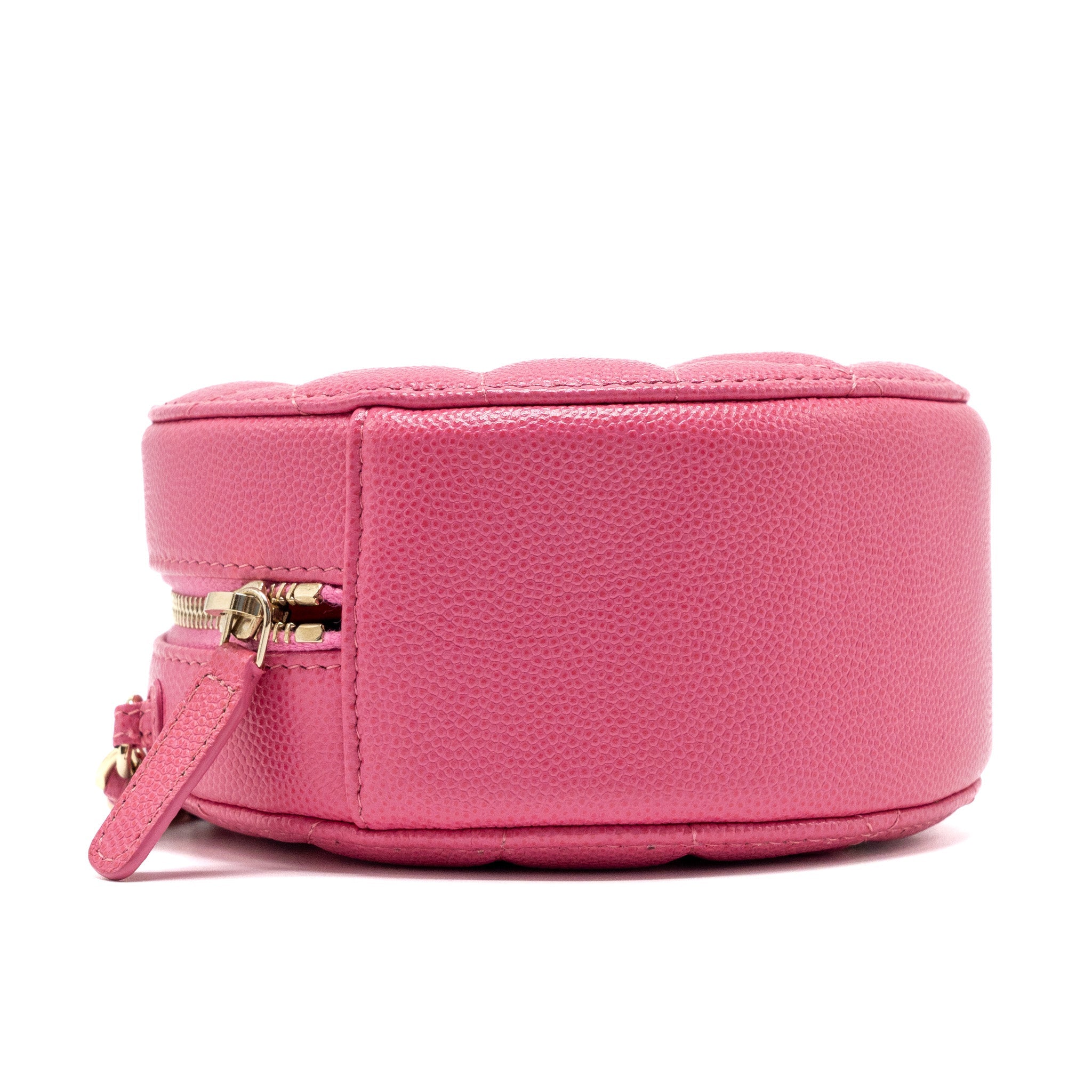 CHANEL ROUND VANITY WITH CHAIN CAVIAR PINK LGHW