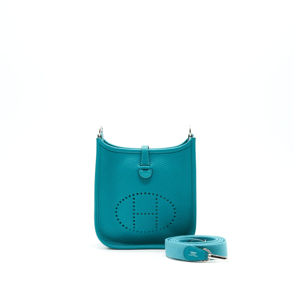HERMES MINI EVELYNE BLEU PAON TAURILLON SHW