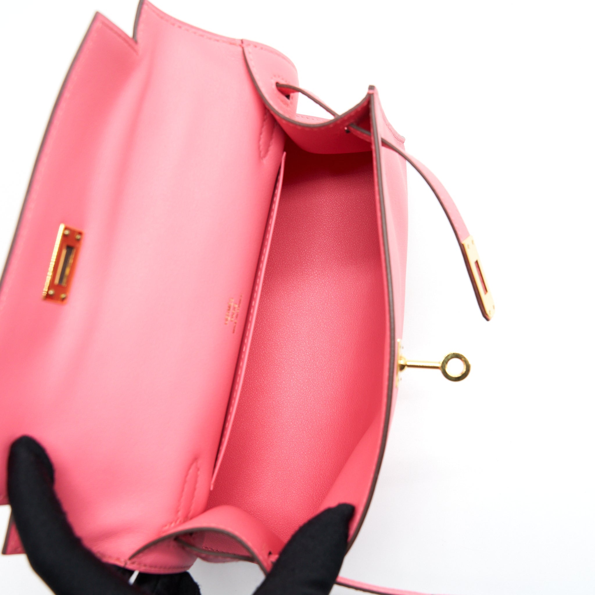HERMES KELLY POCHETTE SWIFT 8W ROSE AZALEE GHW