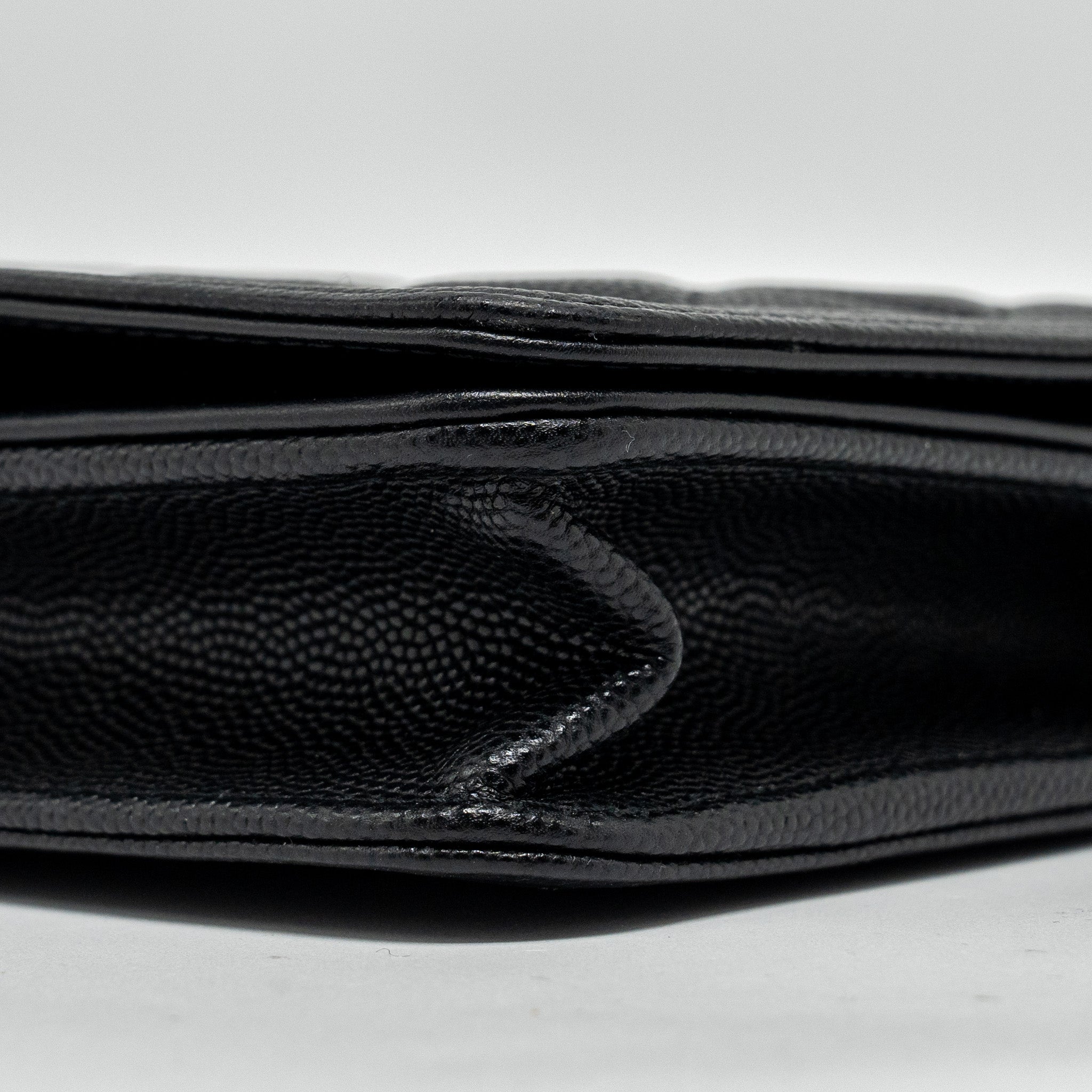 CHANEL BOY WALLET ON CHAIN CAVIAR BLACK GHW (MICROCHIP)