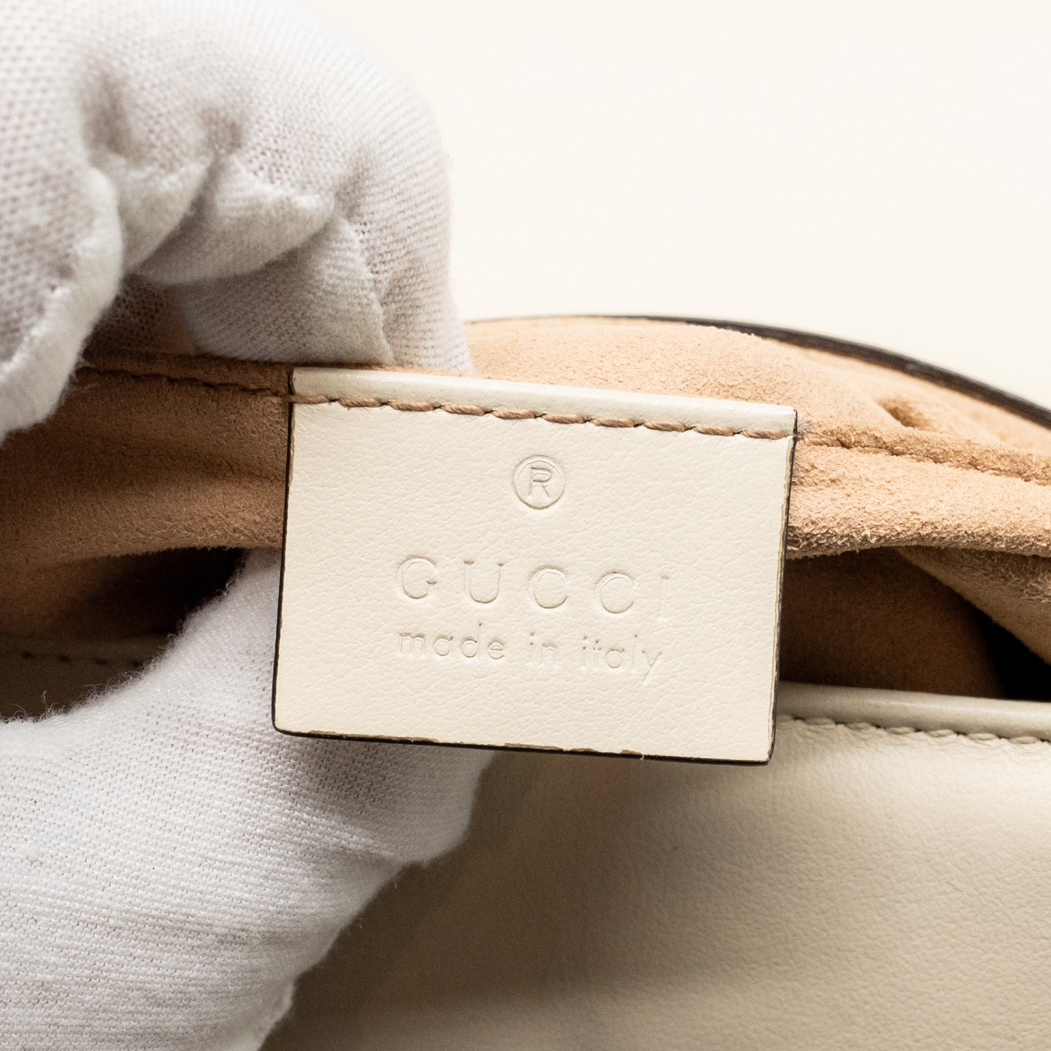 GUCCI MINI GG MARMONT SHOULDER BAG CALFSKIN WHITE GHW