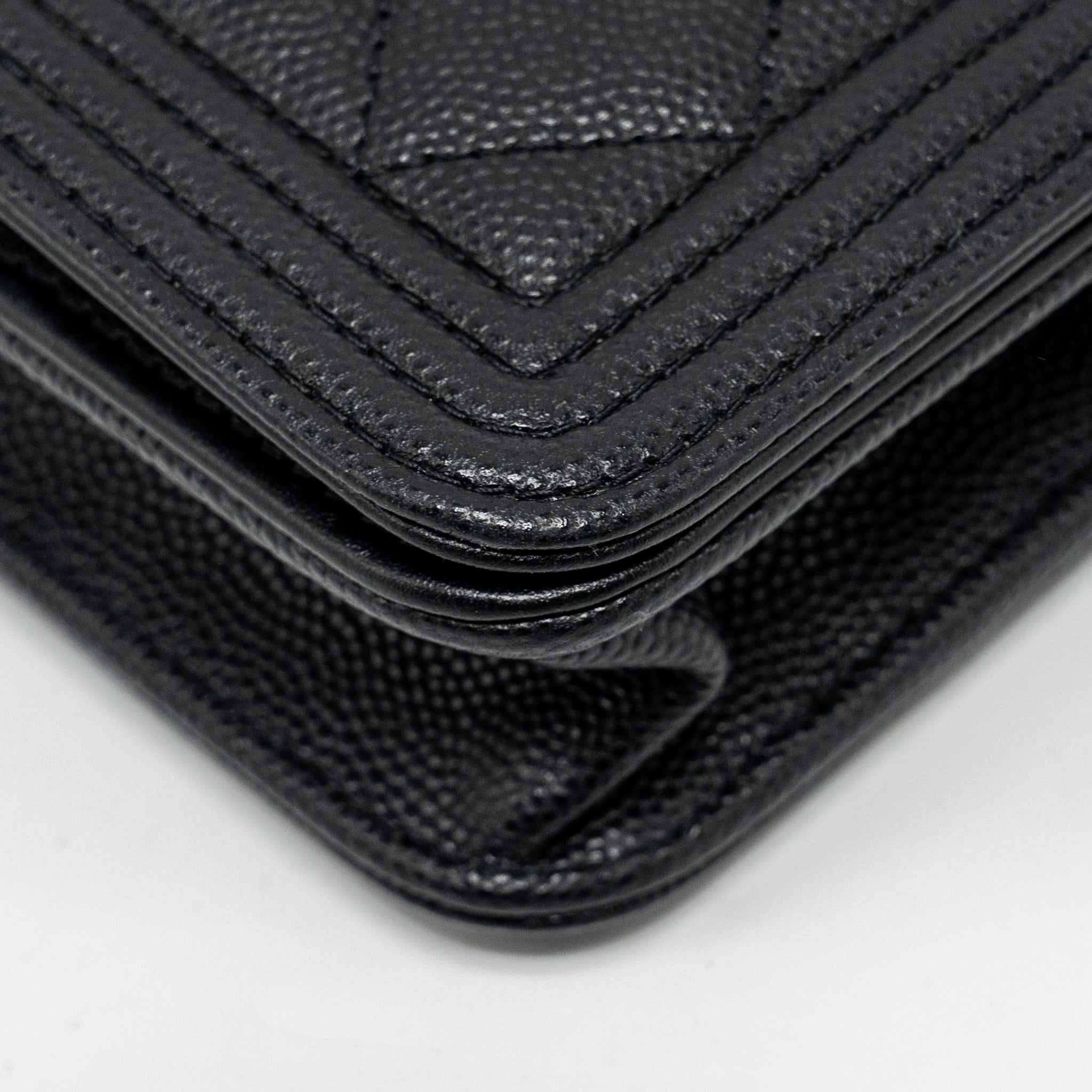 CHANEL BOY WALLET ON CHAIN CAVIAR BLACK GHW (MICROCHIP)