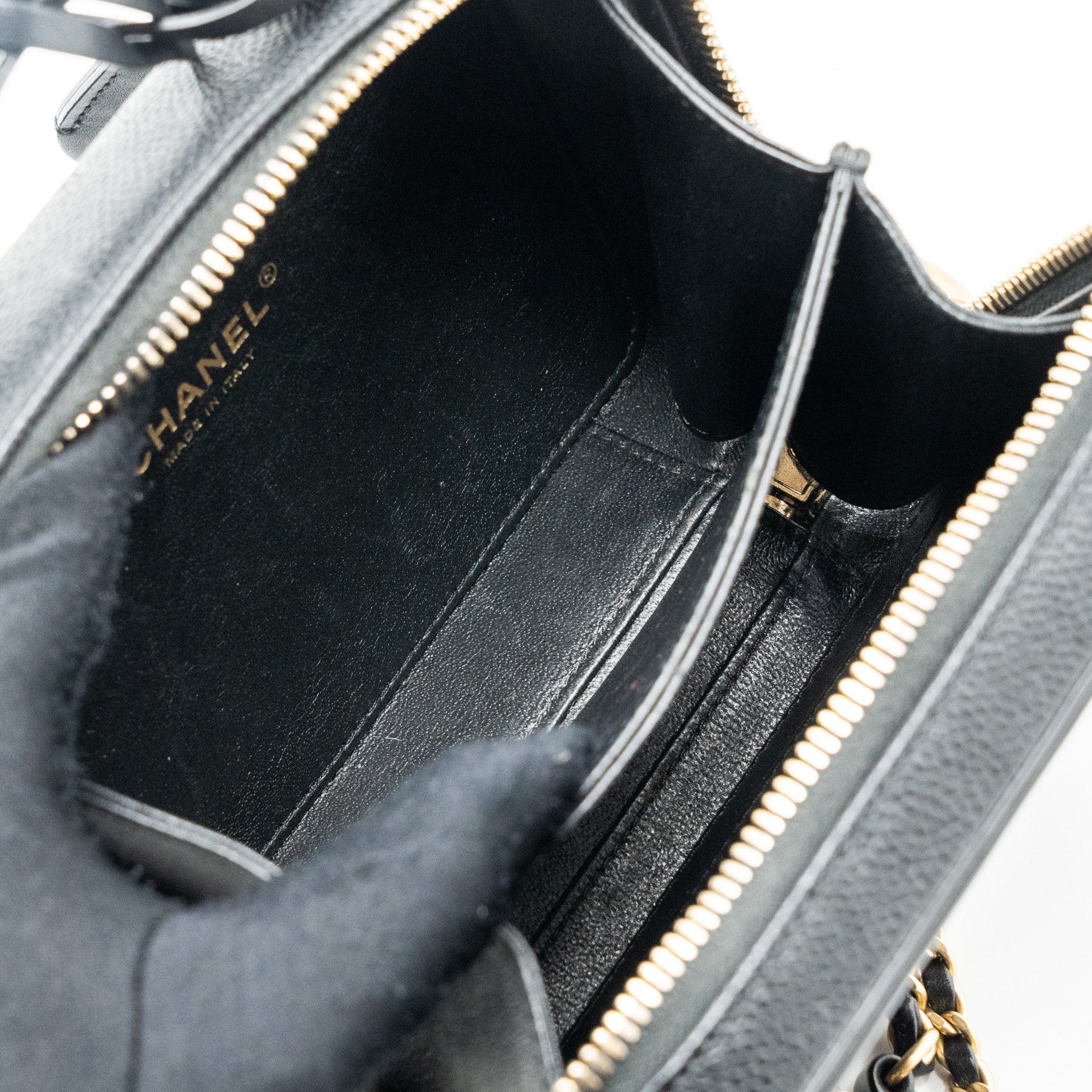 CHANEL MINI FILIGREE VANITY CASE CAVIAR BLACK GHW