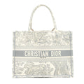 DIOR SMALL BOOK TOTE TOILE DE JOUY EMBROIDERY GREY