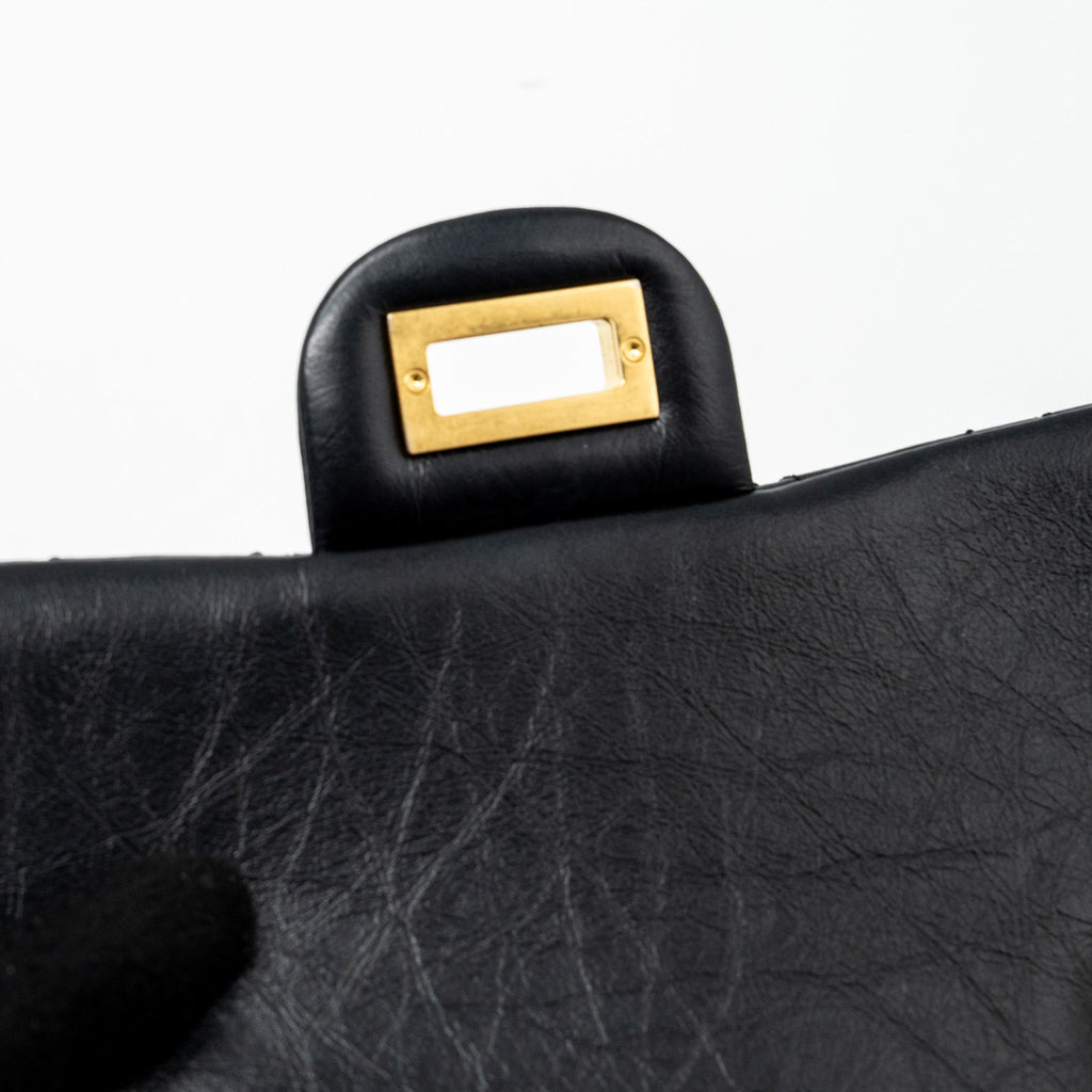 CHANEL MINI 2.55 REISSUE FLAP BAG AGED CALFSKIN BLACK GHW(MICROCHIP)